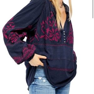 Free People Persuasion Peasant Embroidered Blouse